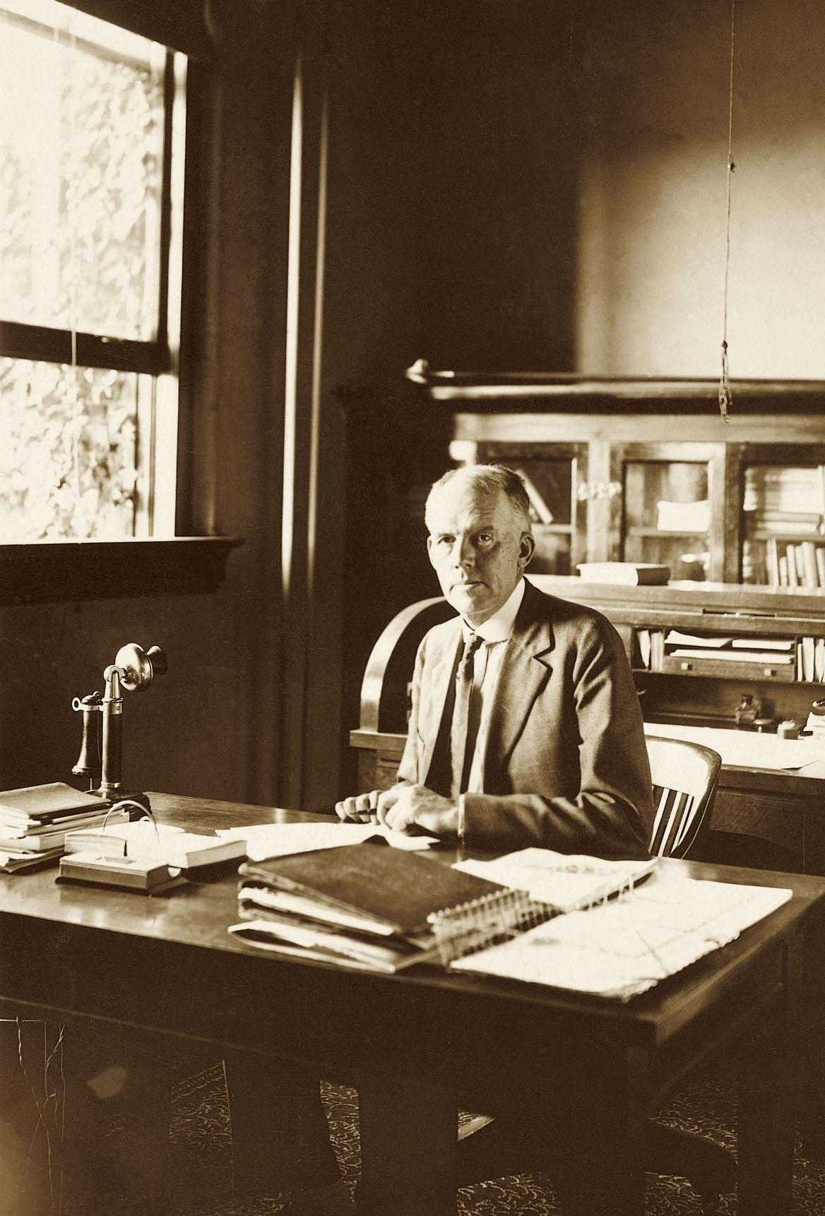 President Lamkin at his office desk