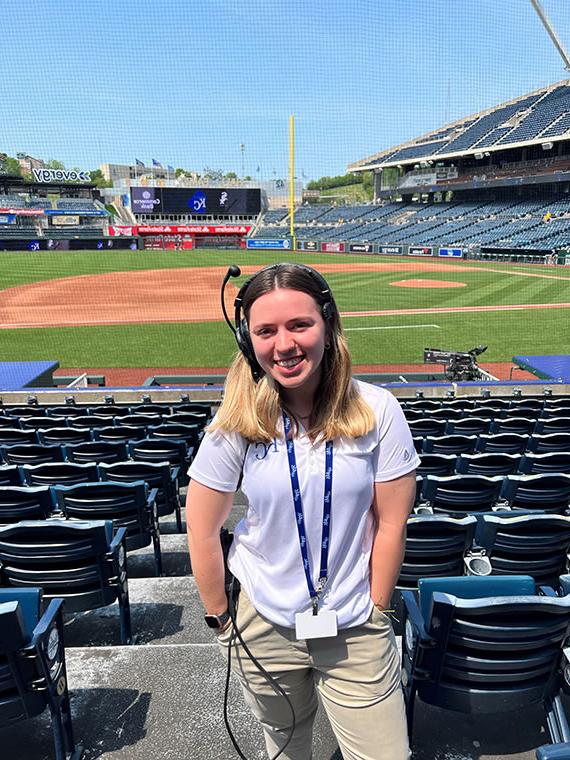 Morgan Johnson interned this season with the Kansas City Royals, helping with pre-game ceremonies and in-game promotions. (Submitted photo)